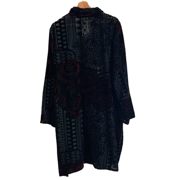 Coldwater Creek Tunic Top Size XL Burnout Velvet Floral Whimsigoth Fairy Grunge - Picture 3 of 10